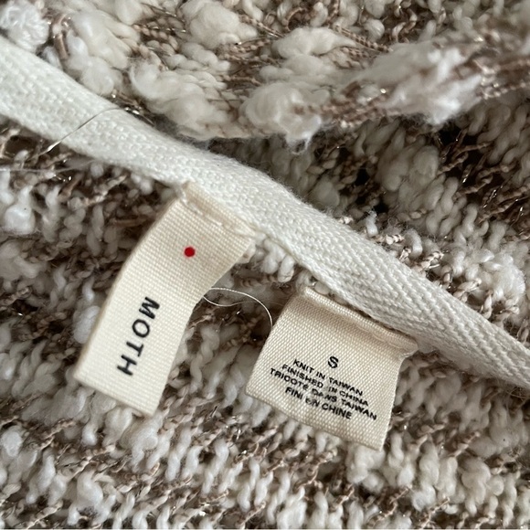 Anthropologie Moth Open Front Metallic Striped Hooded Cardigan Size Small - Picture 4 of 8